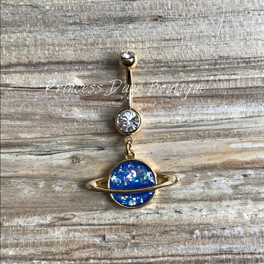 Gold Opal Planet Belly Button Ring